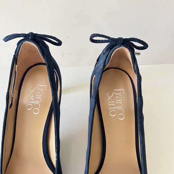 NEW Franco Sarto Real Suede Bow Back Pumps Shoes in Blue, Size 7.5 M - Picture 10 of 16